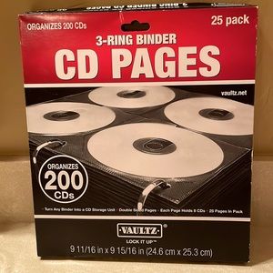 Vaulz 3 Ring Binder CD pages. Set of 2 25 packs. New. Hold 400 CD’s.